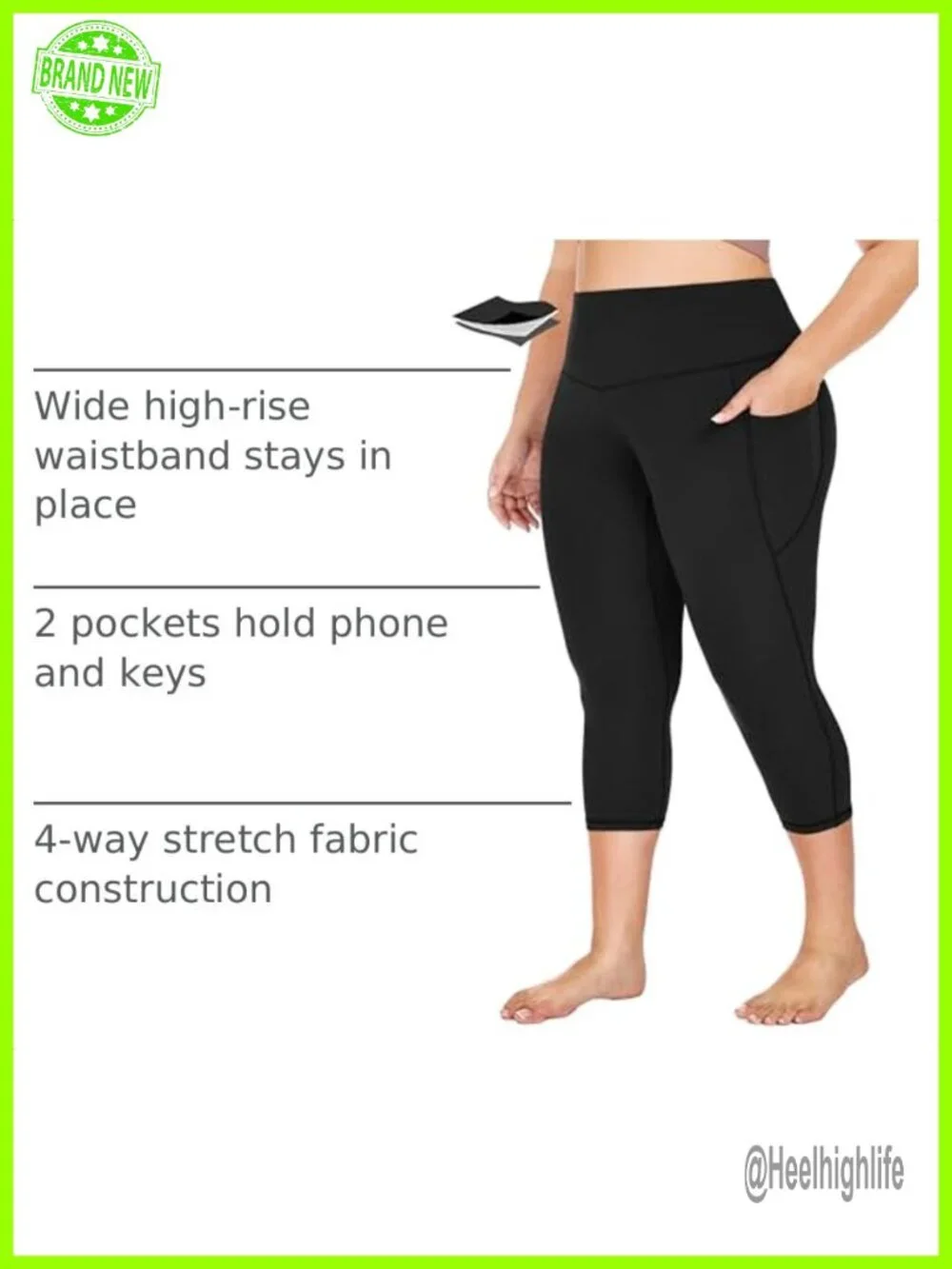 Plus Size Capri Leggings with Pockets High Waisted Tummy Control Yoga Pants